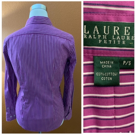 Ralph Lauren Purple Stripe Button Down Shirt - Picture 4 of 5